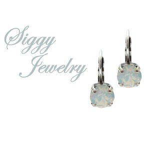Swarovski White Opal Gum Drop Earrings